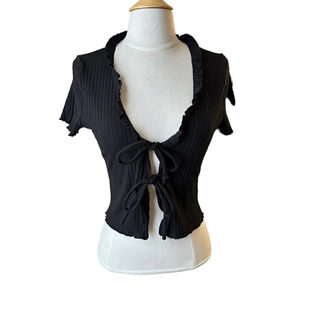H&M black rib knit top